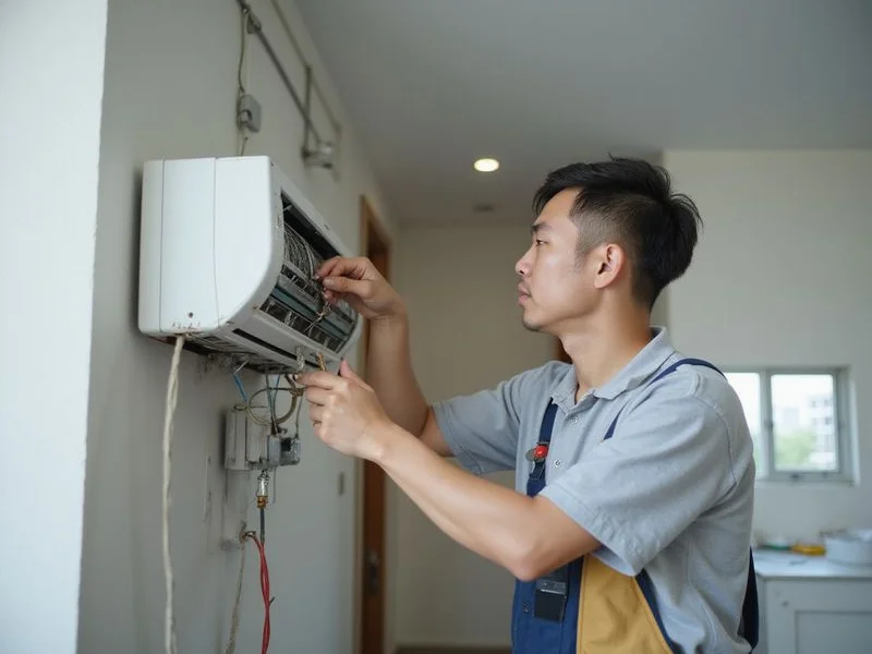 Juruteknik Encik Beku semasa kerja