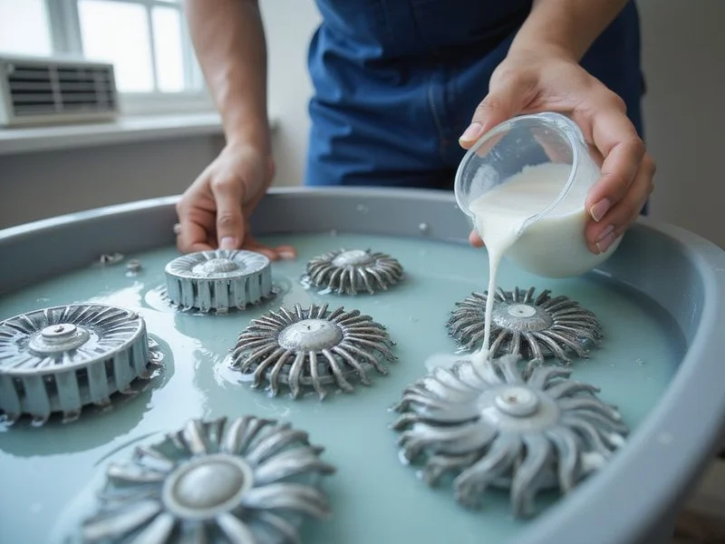 Komponen aircond dicuci satu persatu